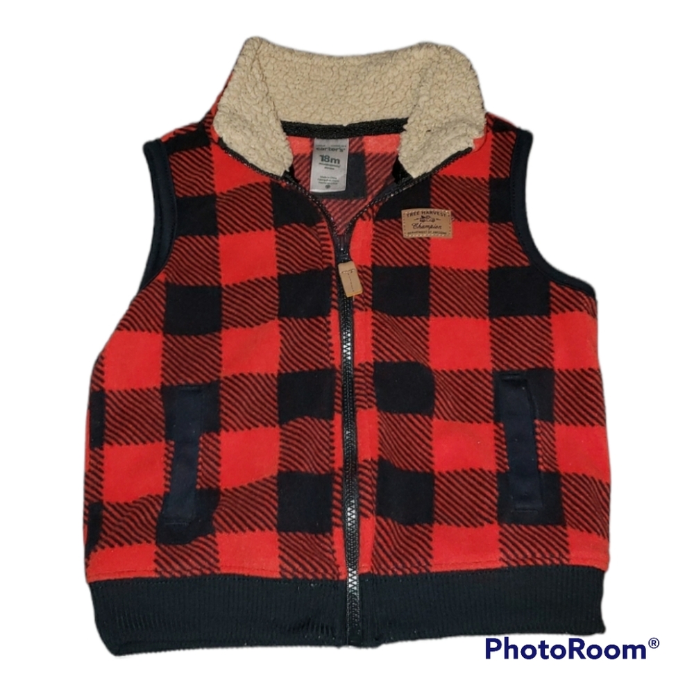 Carter's Plaid Red & Black Vest, Size 18m